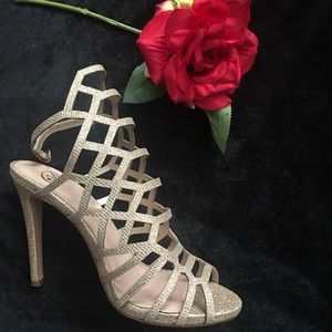 Gold sparkly heels